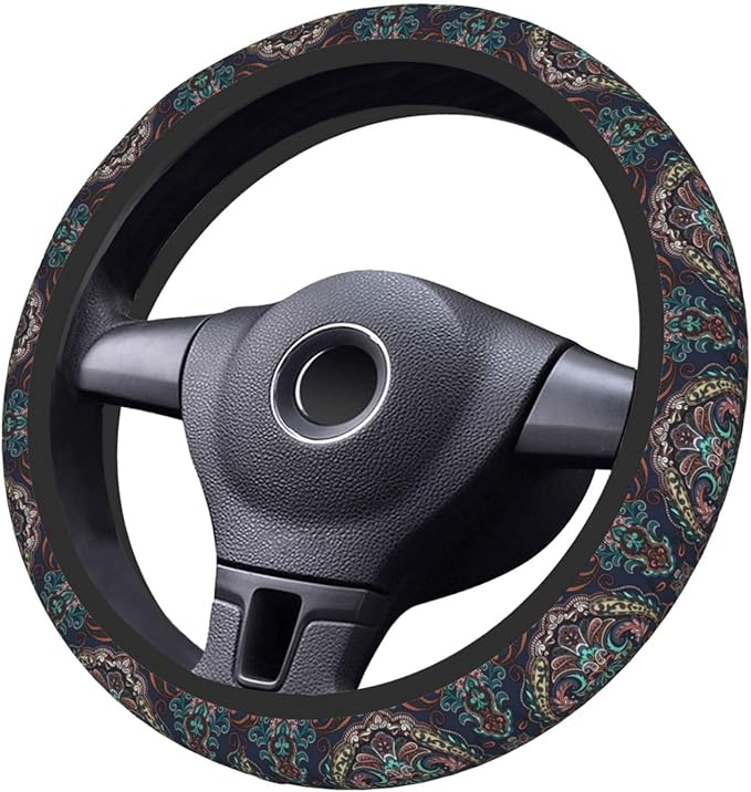 Paisley Steering Wheel Cover Women 15 inch Anti-Slip Sweat Absorption Steering Wheel Covers Cute Car Accessories Decor Car SUV Sedan Vans Truck Protector