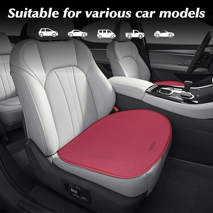 KEYOOG 2PCS Car Seat Covers Cushion, for Car Seat Office Chair, Prevent Seat Dirt, Thin and Breathable, Do Not Affect Seat Ventilation Functions, with Non Slip Bottom, 20.5"x19.3" Red
