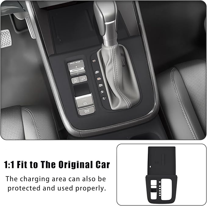 Silicone Gear Shift Panel Trim Cover for 2025 2026 Honda CRV Accessories Anti-Scratch Center Console Water Cup Holder Wireless Charging Protector Pad with CR-V 2023 2024(Not for Hybrid)-Black