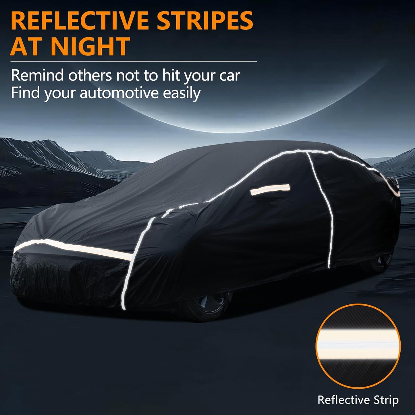 Car Cover Waterproof All Weather,6 Layers Car Covers for Automobiles, Full Exterior Cover with Zipper, Outdoor Car Cover Sun UV Rain Snow Wind Protection, Fit for 180"(180*70*59 inch)Sedan