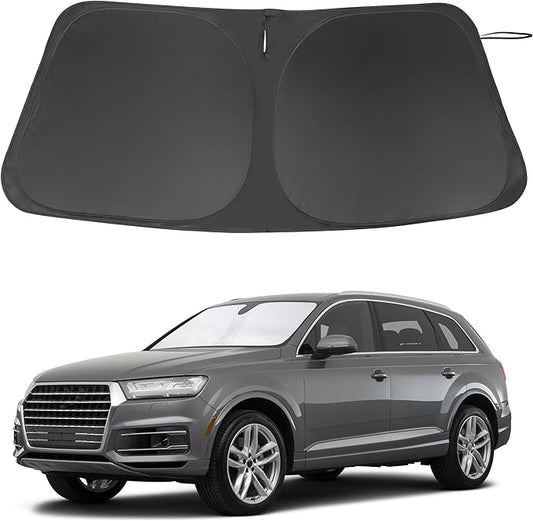Windshield Sun Shade Custom Fit for 2016-2024 2025 2026 Audi Q7 SUV Accessories Foldable Sunshade Sun Blocker Protect Car from Sun Rays & Heat Damage Keep Car Cooler