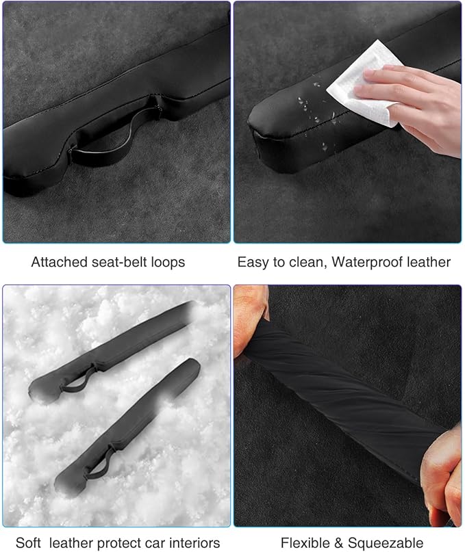 Leather Car Seat Gap Filler Universal for Car Truck SUV to Block The Gap Between Seat and Console Stop Things from Dropping 2 Sets Black