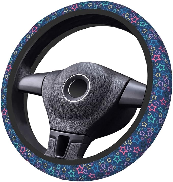 Colorful Star Blue Auto Car Steering Wheel Cover Universal 15 Inch Neoprene Interior Decor Protection Accessories