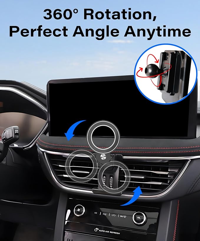 Car Phone Holder for Ford Escape 2020-2024 Escape Hybrid Accessories Compatible with MagSafe Hands-Free 360 Degree Rotation Adjustable Cell Phone Mount Does Not Affect Air Vent