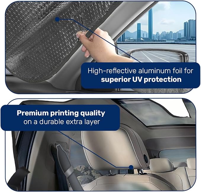 GENANY Windshield Sun Shade for Electric Vehicle (59x37 inches), Sun Shade Windshield, Shades for Front Windows, Sunshade for Car Windshield, Xmas Auto Gift, Car Decor