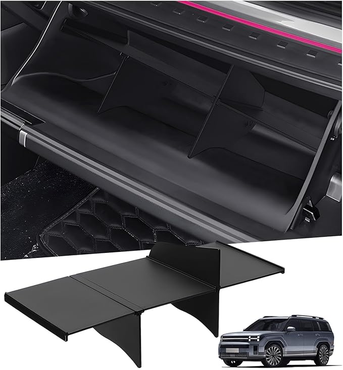 Glove Box Organizer Compatible with Hyundai Santa Fe 2026 2025 2024, Interior Accessories Glove Box Compartment Insert Storage Dividers for 2024-2026 Santa Fe, Black
