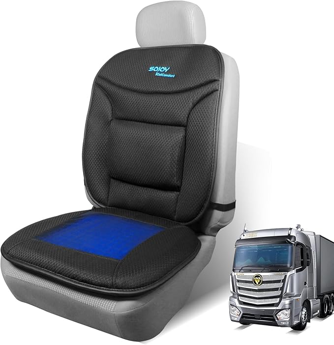 Sojoy Truck Seat Cushion with Firm Lumbar Support,Gel Seat Pad with Upper Lower Back Support Pillow for Office,Car,Truck, Pain Relief Coccyx Seat Cushion