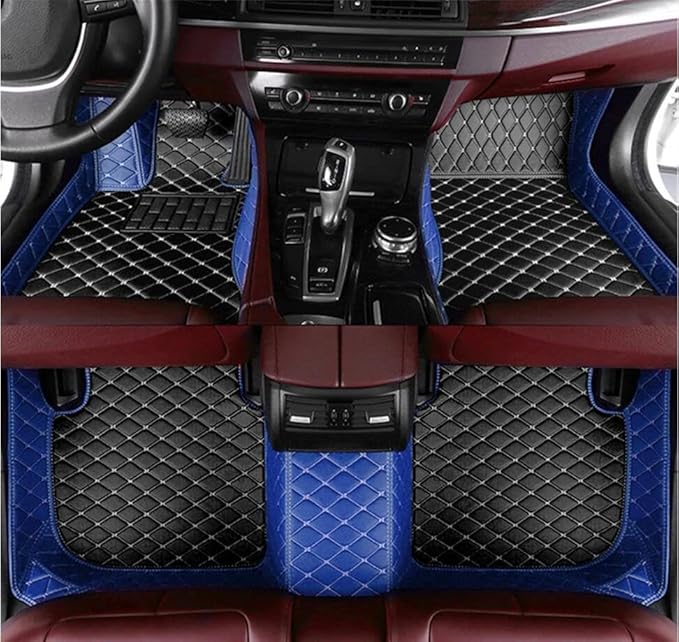 Custome Car Mats Accessories All Weather Floor mats Compatible with Automotive Floor Mats Passenger car mats (Blue Black)