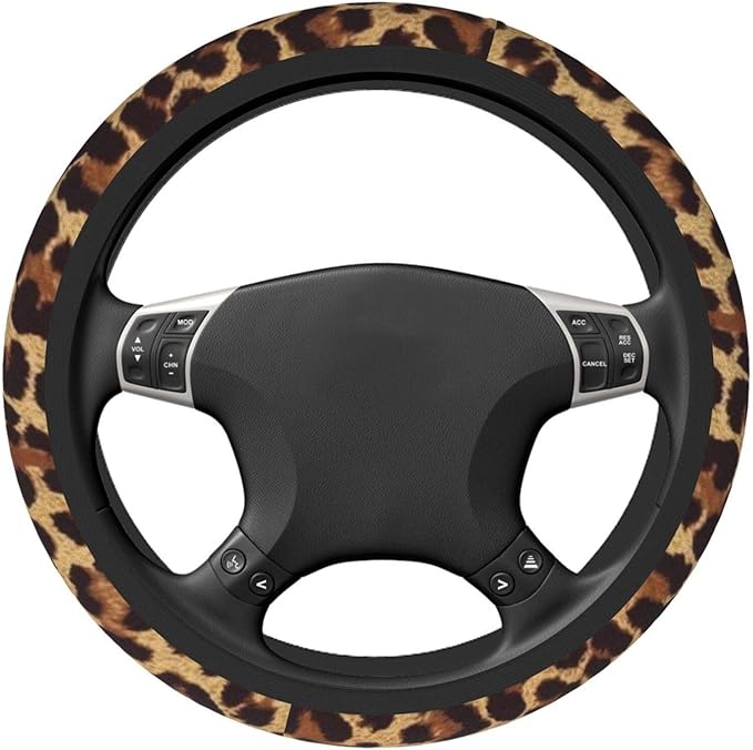 Cool Cheetah Leopard Universal 15 Inch Steering Wheel Covers Non Slip Neoprene Car Wrap Cover for Adults