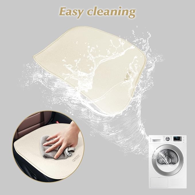 KEYOOG 2PCS Car Seat Covers Cushion, for Car Seat Office Chair, Prevent Seat Dirt, Thin and Breathable, Do Not Affect Seat Ventilation Functions, with Non Slip Bottom, 20.5"x19.3" Beige