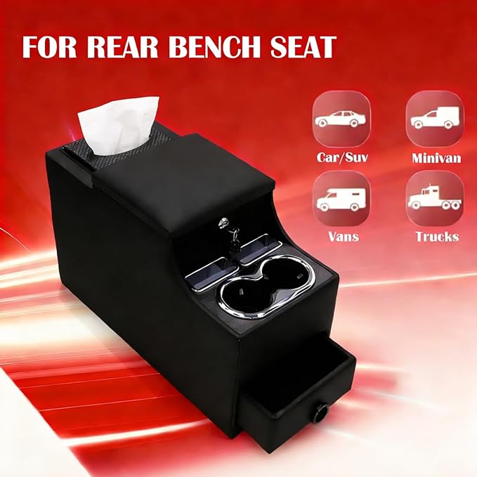 Truck Center Console Organizer Between Seat for Minivans, SUVs, Middle Van Bench Organizer for Floor Console Organizer Storage Box with 24cm Wide Locking Design with Clamshell Type Design