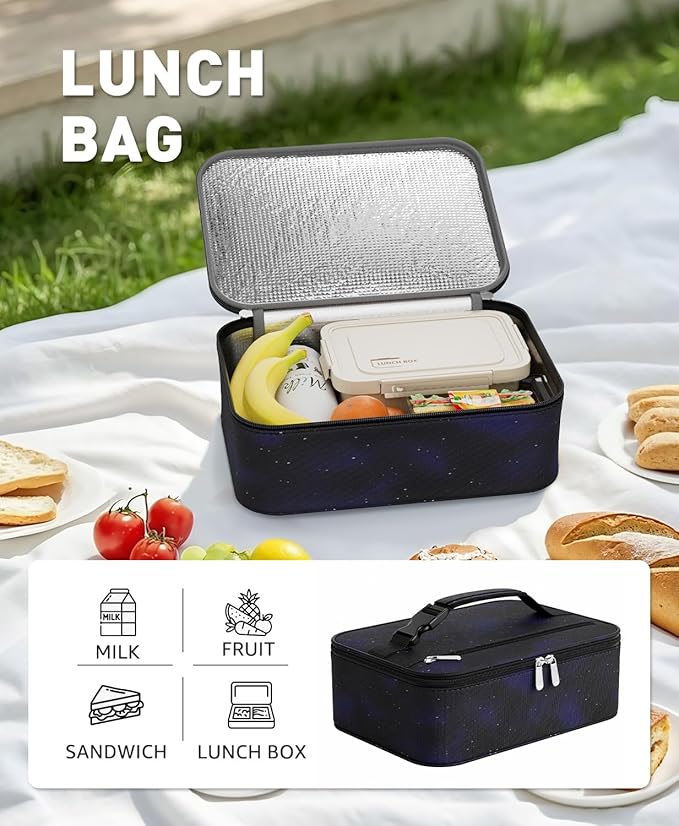 Small Lunch Box Insulated Lunch Bag for Women Men, Bento Kids Lunch Box, Compact Portable Thermal Meal Cooler Bags with Buckle Handle for Work & School, Astral 5L