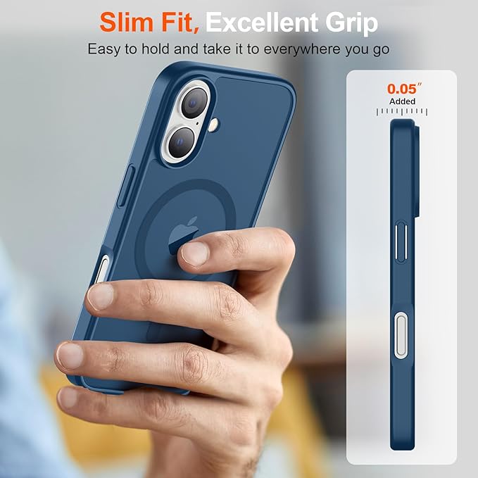 SUPFINE Magnetic for iPhone 17 Case (Compatible with MagSafe)(Military Grade Drop Protection) Translucent Matte Shockproof with Anti-Fingerprint Phone Cover 2025,Deep Blue