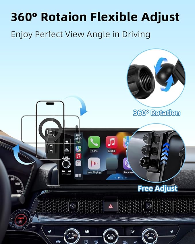 PZK Car Phone Mount for Honda HRV 2023-2025 2026/CRV 2023-2026/ Honda Pilot 2023-2026 Accessories 7/9-inch Screen Compatible with MagSafe HR-V CR-V Car Phone Holder Not Affect Air Vent