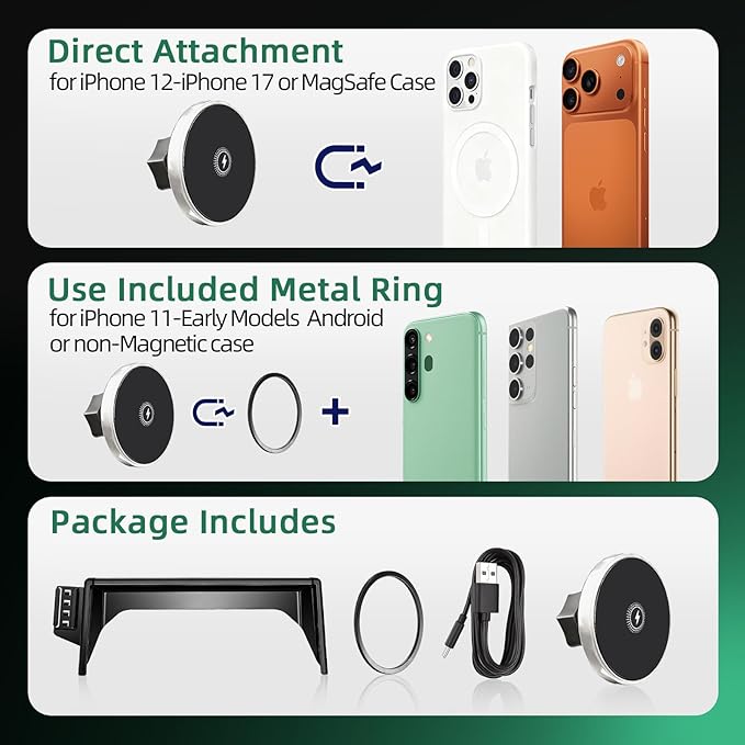 Car Phone Holder for Toyota RAV4 (2019-2024 2025,7/8inch),MagSafe Car Mount Charger,Magnetic Phone Holder,15W Wireless Charging,Screen Phone Holder,360° & Hands Free,2023 RAV-4 Interior Accessories