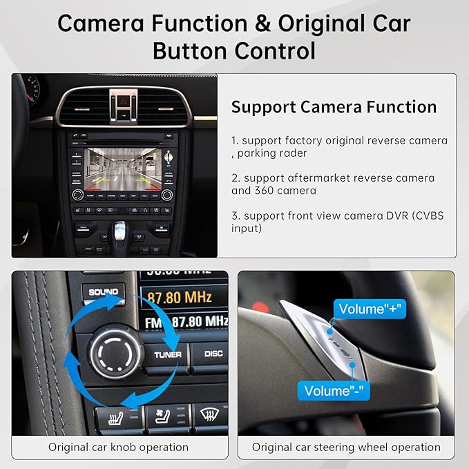 Road Top Wireless CarPlay Android Auto Retrofit Kit for Porsche PCM 3.0 (2008–2012) | Compatible with Cayenne 911 Cayman Boxster | CarPlay Interface Decoder, MirrorLink, Reverse Camera