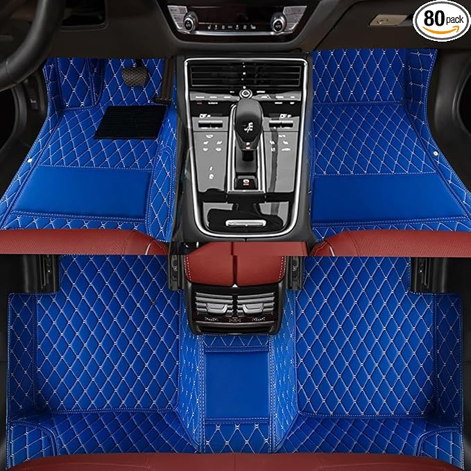 TREGOO All Weather Car Mats Custom Fit Non Slip Floor Mats for 1998-2025 Cars Personalized Leather Protection Pads Suitable for Men Women (Blue)