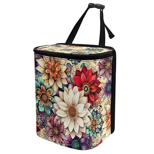 BIGCARJOB Hippie Lotus Car Trash Can Bin for Car Back Seat Leak Proof Car Trash Bag Hanging,Vehicle Trash Can for SUV Truck Van,Car Garbage Cans for Front Seat