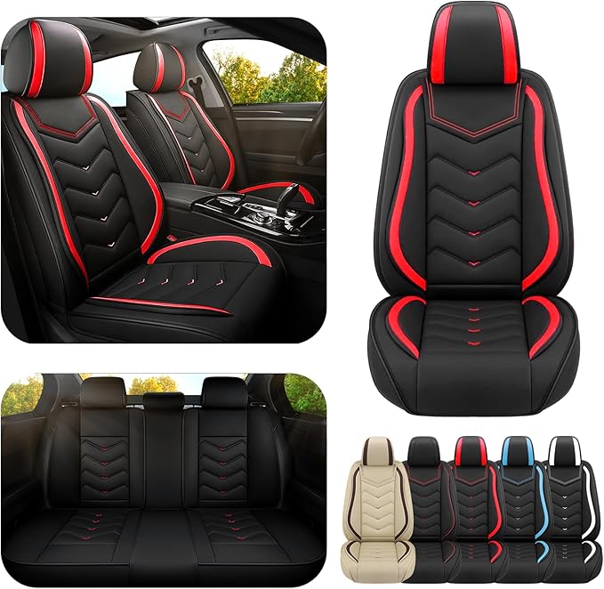Car Seat Covers for Lexus ES 350 2007-2026, Premium Nappa Leather Car Seat Cover, Stylish Sport Seat Covers， Automobile Seat Cover Sets.(Standard 5 Seats/Black Red)