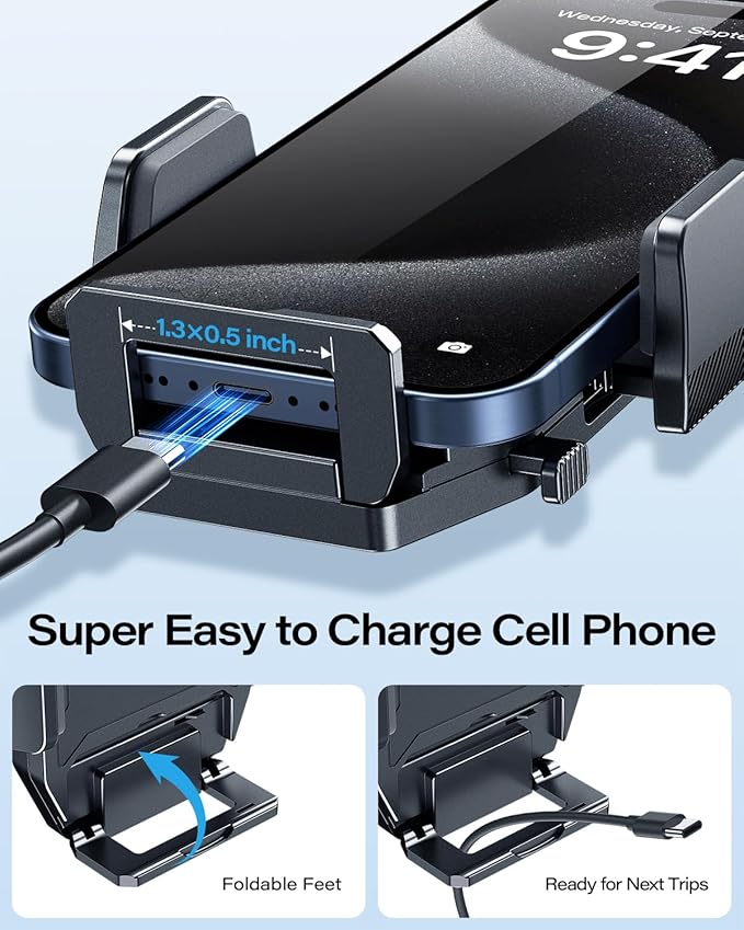 APPS2Car Sturdy CD Slot Phone Mount with One Hand Operation Design, Hands-Free Car Phone Holder Universally Compatible with All iPhone & Android Cell Phones, for Smartphone Mobile