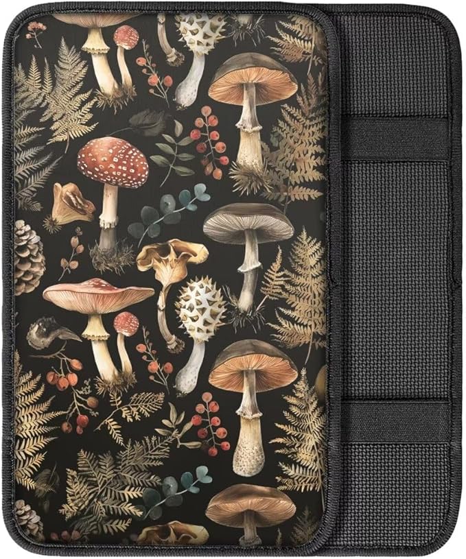 Coldinair Vintage Mushroom Universal Car Center Console Pad Soft Armrest Protector Cover Fit for Most Vehicle,SUV,Truck,Car Interior Accessories Decor