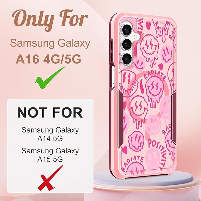 for Samsung Galaxy A16 5G Phone Case - Compatible with MagSafe Women Girls Cute Magnetic Protective Cover Kawaii Girly Unique Fashion Heavy Duty Shockproof Design for Samsung A16 5G Case
