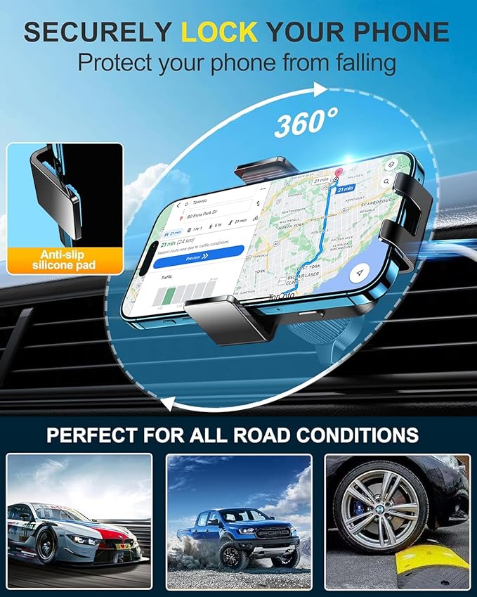 Wireless Car Charger, Phone Holders for Your Car 15W Fast Charging Auto Clamping, Air Vent Car Phone Mount for iPhone 17 16 15 14 13 Mini Pro Max XR, Samsung Galaxy S25 Ultra S24 S23 S22 S21