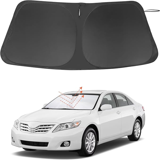 Windshield Sun Shade Custom Fit for 2007 2008 2009 2010 2011 Toyota Camry Accessories Foldable Sunshade Sun Blocker Protect Car from Sun Rays & Heat Damage Keep Car Cooler