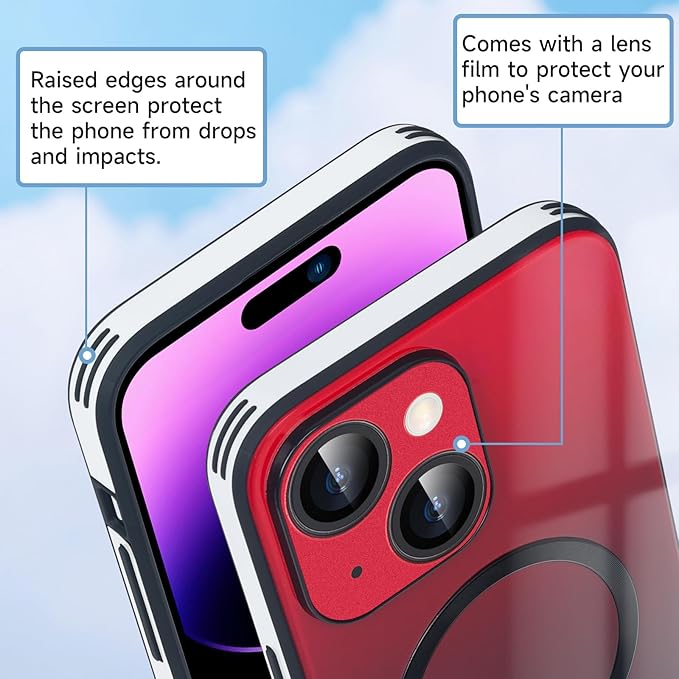 Guppy Compatible with iPhone 14 with MagSafe Case, Magnetic Gradient Case with MagSafe Charging, Gradient Glass Back Cover with Lens Film-Black