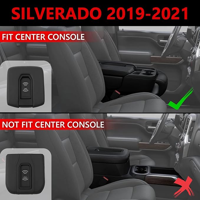 Xipoo Wireless Charger Compatible with 2019-2026 Chevy Silverado GMC Sierra Wireless Charger Tray 15W Fast Jump Seat Replacement for 19-26 Chevy Silverado Accessories