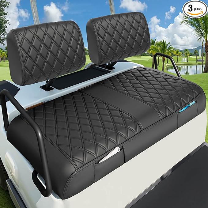 Golf Cart Seat Covers Front for Yamaha G2 G8 G9 G11 G14 G16 G19 G20 G22 Golf Carts Made Thick Premium Marine Leather with Custom Diamond Anti-Scratch/Anti-Fading/Easy to Install