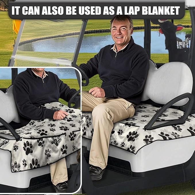 Biyejit Golf Cart Seat Covers with 4 Pockets Golf Cart Seat Towel Blanket Fits 2-Seat Golf Carts, Golf Cart Accessories