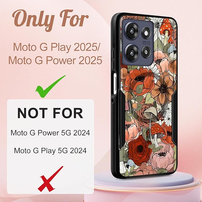 LISEVOfor Moto G Power 2025 Case - for Motorola Moto G Play 2025 Case Compatible with MagSafe Women Cute Girls Magnetic Protective Phone Cover Girly Mushroom Flower Heavy Duty Shockproof Design