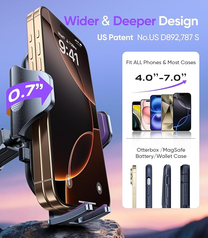 VICSEED Purple Phone Holders for Your Car [Upgraded True Military-Grade Strongest Suction] Cell Phone Mount for Car Dashboard Windshield Vent Truck Boat Stand Adjustable for iPhone Android