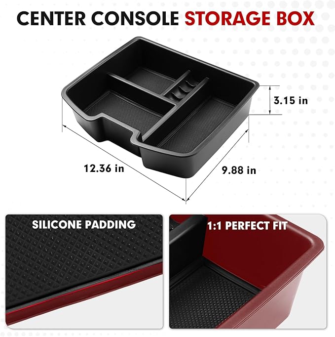 Autorder Center Console Organizer for 2007-2013 Chevrolet Silverado/GMC Sierra 1500 2500 3500 Accessories Armrest Storage Box Secondary Insert Tray with 2 Color Mats