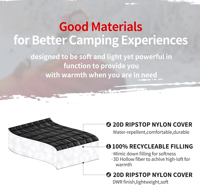 zzlamb Camping Blanket for Cold Weather,Outdoor Puffy Blanket Portable Down Alternative,Windproof Warm Cloak with Snaps,Cozy Quilt Backpacking Picnic RV Travel Plane Car Hammock Beach Climbing