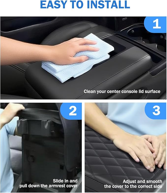 Center Console Cover for 2015-2025 F150, 2017-2025 F250 F350 F450 Accessories with 40/20/40 Jump Seat, Leather Middle Armrest Console Cover Elbow Arm Rest Cushion (Jump Seat Only)