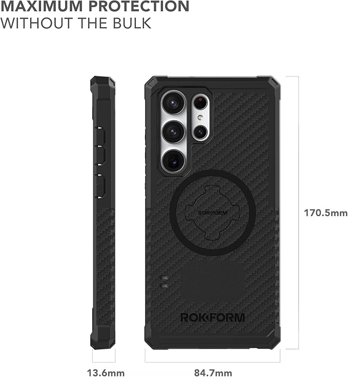 Rokform - Galaxy S23 Ultra Case, Rugged Series, Samsung Protective Cover with RokLock Twist Lock, Drop Tested Military Grade Armor (Black)