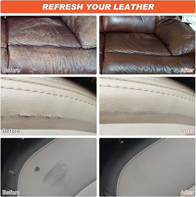 Leather Recoloring Balm Black, Mink Oil Leather Conditioner & Leather Filler Cream, Leather Repair Kit for Furniture,Vinyl Repair Kit Restore Couches, Car Seats, Purse, Scratch, Peeling, Burn Holes