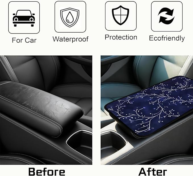 Car Armrest Cover Pad - Car Center Console Cushion Protector Against Pet Claws, Dirt and Sticky Fingers, Comfortable Auto Decor Accessory Fit for Sedan, Van, SUV