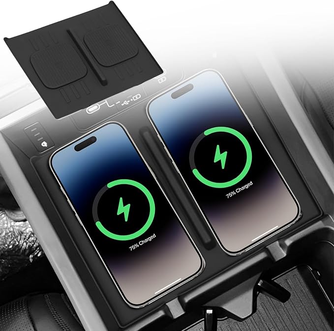 Center Console Wireless Charging Mat for Hyundai Santa Fe 2025, Console Charger Silicone Protective Non-Slip Pad Anti-Dust Liner Mat for Hyundai Santa Fe Calligraphy/SE/SEL/XRT/Limited