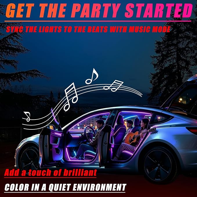 Acrylic Car Ambient Lighting Kit, for Toyota Tundra2022,2023,2024,2025,2026 Models, 20 in One LED Interior Car Lights, Synchronized with Music, Controlled By APP