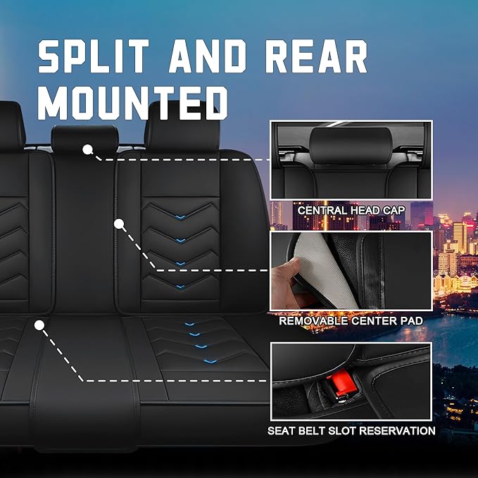 CTDS Car Seat Covers for Honda HR-V 2016-2026, Stylish Sport Seat Cover, Premium Nappa Leather Car Seat Cover. Automobile Seat Covers Sets.(Luxury 5 Seats/Black Blue)