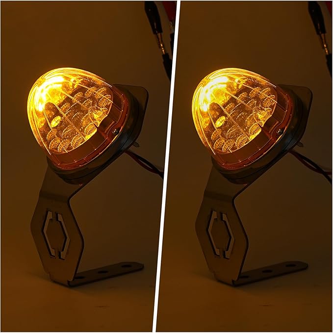 2PCS Watermelon Lights with Stainless Steel Bracket, 17 LED Dual Function Watermelon Light, Amber Lens Stop Turn Signal Marker Lights for Freightliner Semi Trucks Trailers