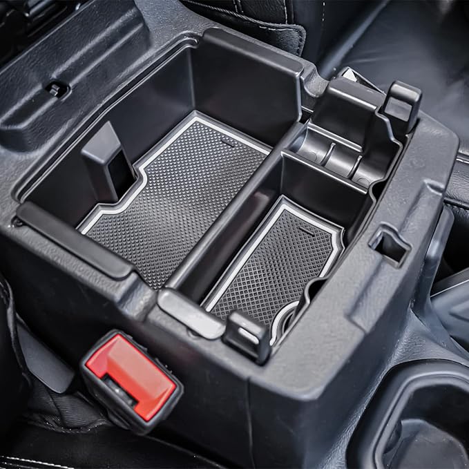 TACOBRO Center Console Organizer Compatible with Jeep Wrangler JL & JLU 2018 2019-2024 2025 2026 Accessories, Gladiator JT Truck 2020 2021 2022 2023-2026 Insert Tray Armrest Storage Box, White