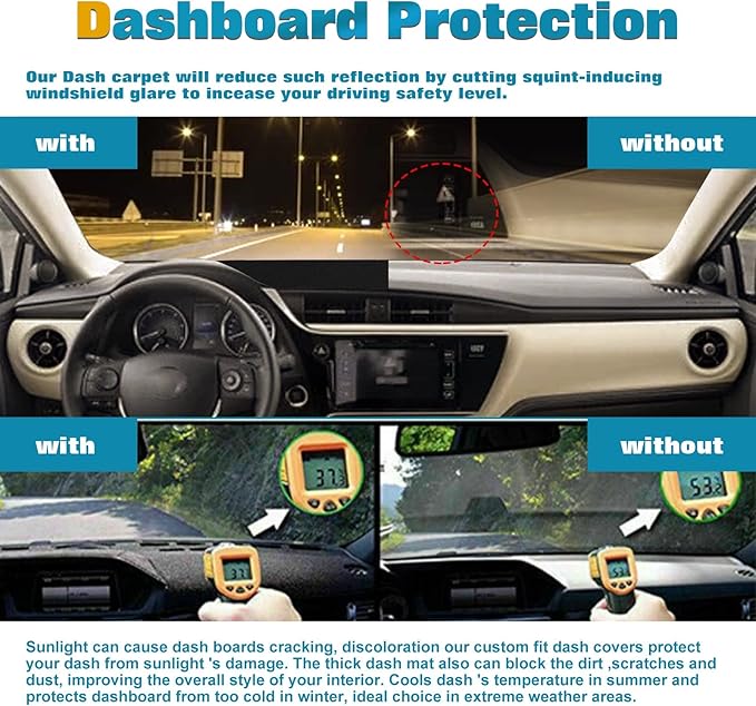 x xotic tech Center Console Dashboard Mat Pre-Cut Non-Slip Sunshield Sun Glare Protector Dash Carpet Pad Black Cover Compatible with Toyota Corolla 2014-2018