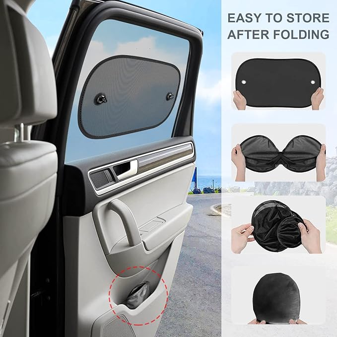 Car Sun Shade, 2 Pack Window Shade for Baby Universal Cling Sunshade for Side Window Sun Glare and UV Protection for Kids/Adults/Pets - 20''x12'' Fits 98% Cars(Suction Cup Stick)