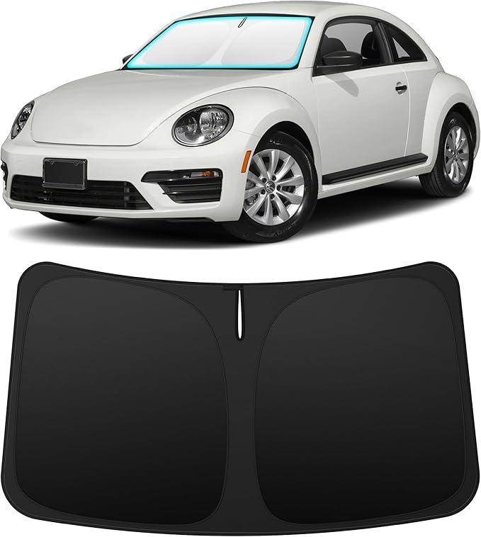 INSAUTO Custom Fit Windshield Sun Shade Accessories for Volkswagen/VW Beetle 2012-2019, Foldable Front Window Sunshade, UV & Heat Reflector, Keeps Interior Cool, Includes Storage Bag