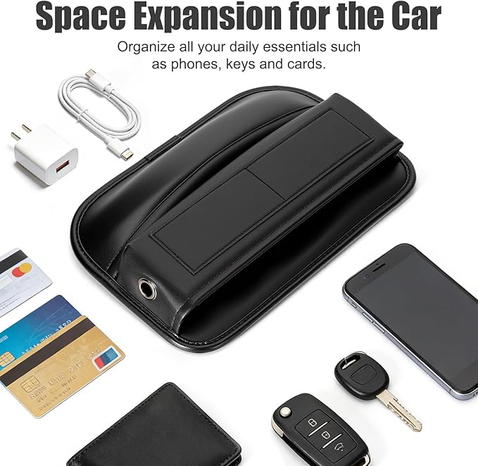 chfine Car Seat Gap Filler Organizer, Universal Premium Leather Car Gap Filler with Card Slots for Front Seat Between Car Seat and Console Hold Phone, Sunglasses, Keys, fit for Car Suv Truck (2)
