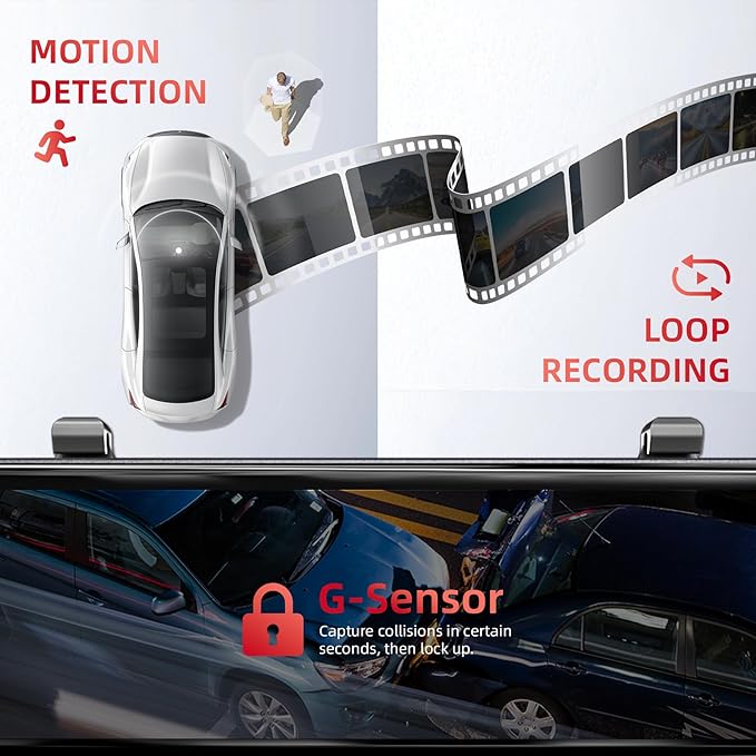 2026 4K Mirror Dash Cam 4 Channel, 12" Touch Screen Rear View Mirror Camera for Cars,4K+1080Px3 Dashcam Front Rear Inside, IR Night Vision,WiFi,APP,GPS, Voice Control,Free 128GB SD